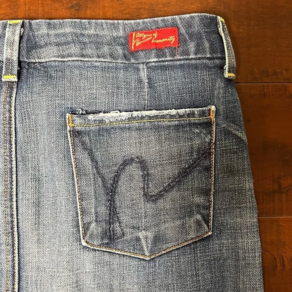 CITIZENS OF HUMANITY Denim Sophia Stretch #300 Knee Length Jean Skirt Size 26